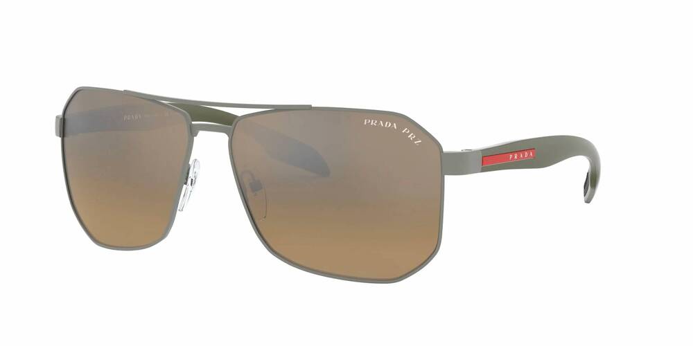 NEW PRADA men's linea rossa ps 51vs pilot sunglasses in gunmetal - gradient brow